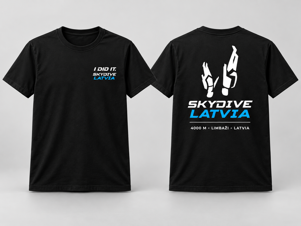 I DID IT Skydive Latvia T-krekls, priekša un mugura