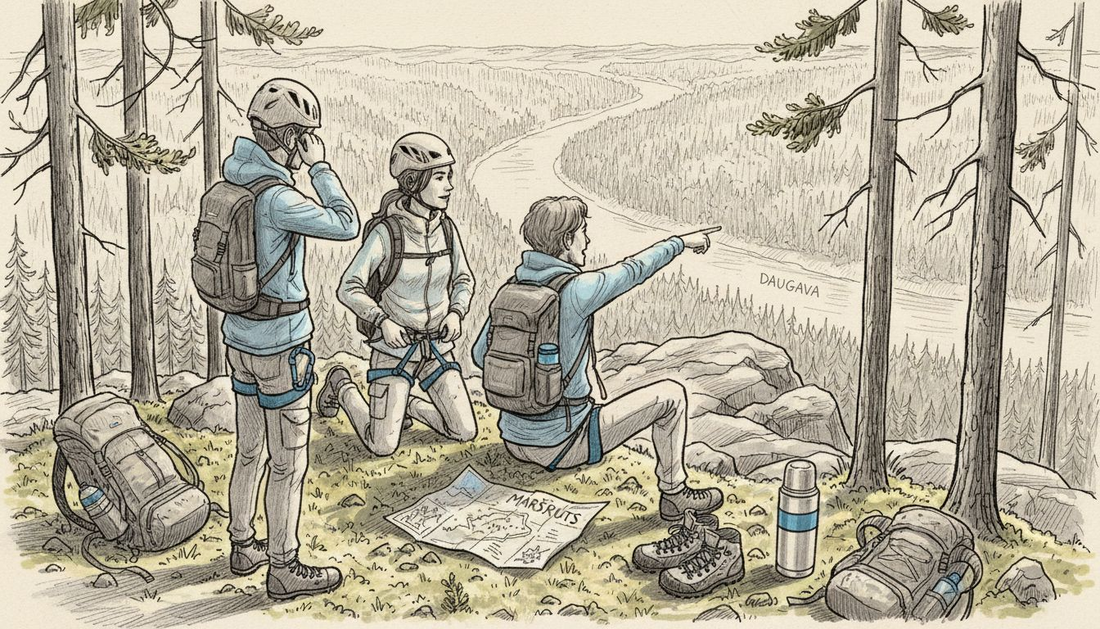 Draugu kompānija gatavojas piedzīvojumam mežā