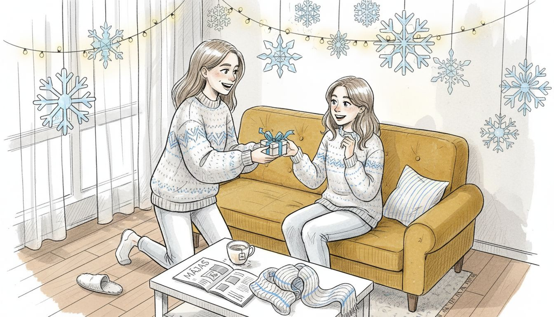 Sieviete viesistabā ar smaidu pasniedz Jaungada dāvanu – aizraujošu piedzīvojumu, kas sola neaizmirstamus mirkļus un jaunas emocijas.