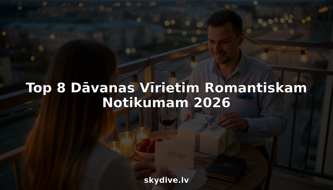 Vīrietis saņem romantisku dāvanu vakariņu laikā uz balkona
