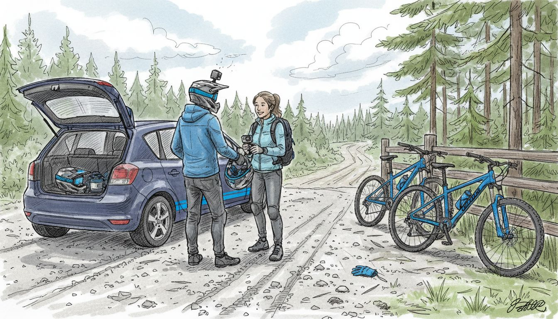 Pāris izkrauj velosipēdus, gatavojoties piedzīvojumam Siguldā