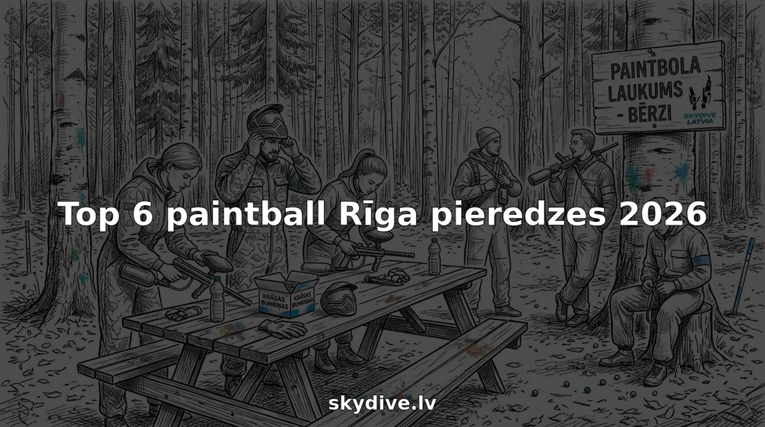 Rīgas parkā pulcējusies draugu kompānija, lai gatavotos aizraujošai peintbola spēlei.