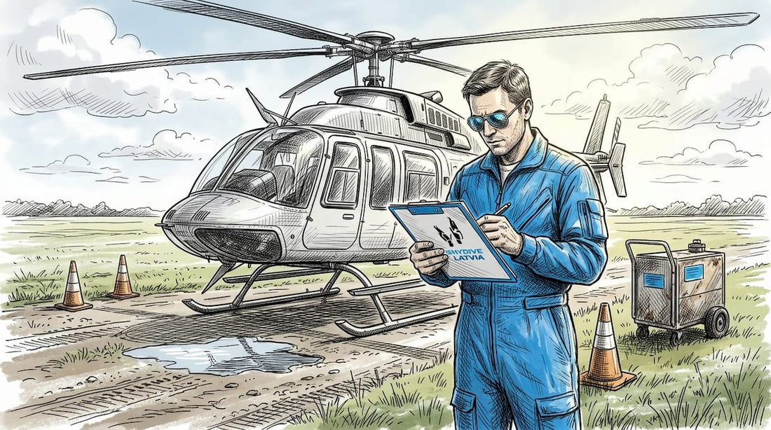 Pilots gatavo helikopteru lidojumam virs Latvijas