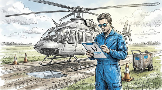 Pilots gatavo helikopteru lidojumam virs Latvijas