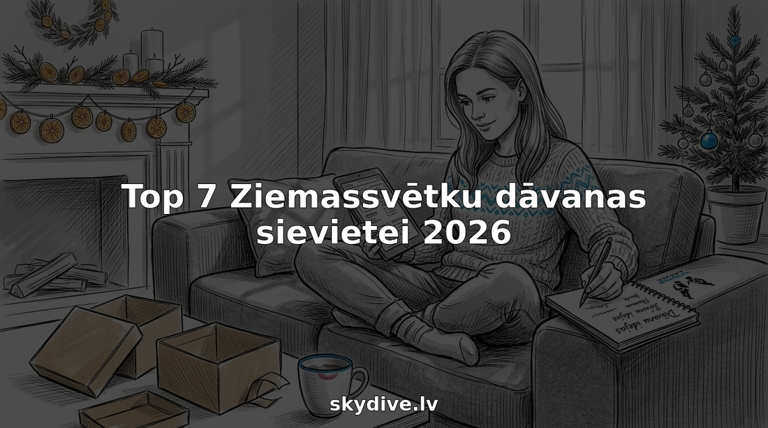 Sieviete, sēžot uz dīvāna, prāto, kādus Ziemassvētku dāvanas šogad sarūpēt saviem tuviniekiem.