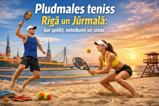 two persons playing beach tennis in Riga